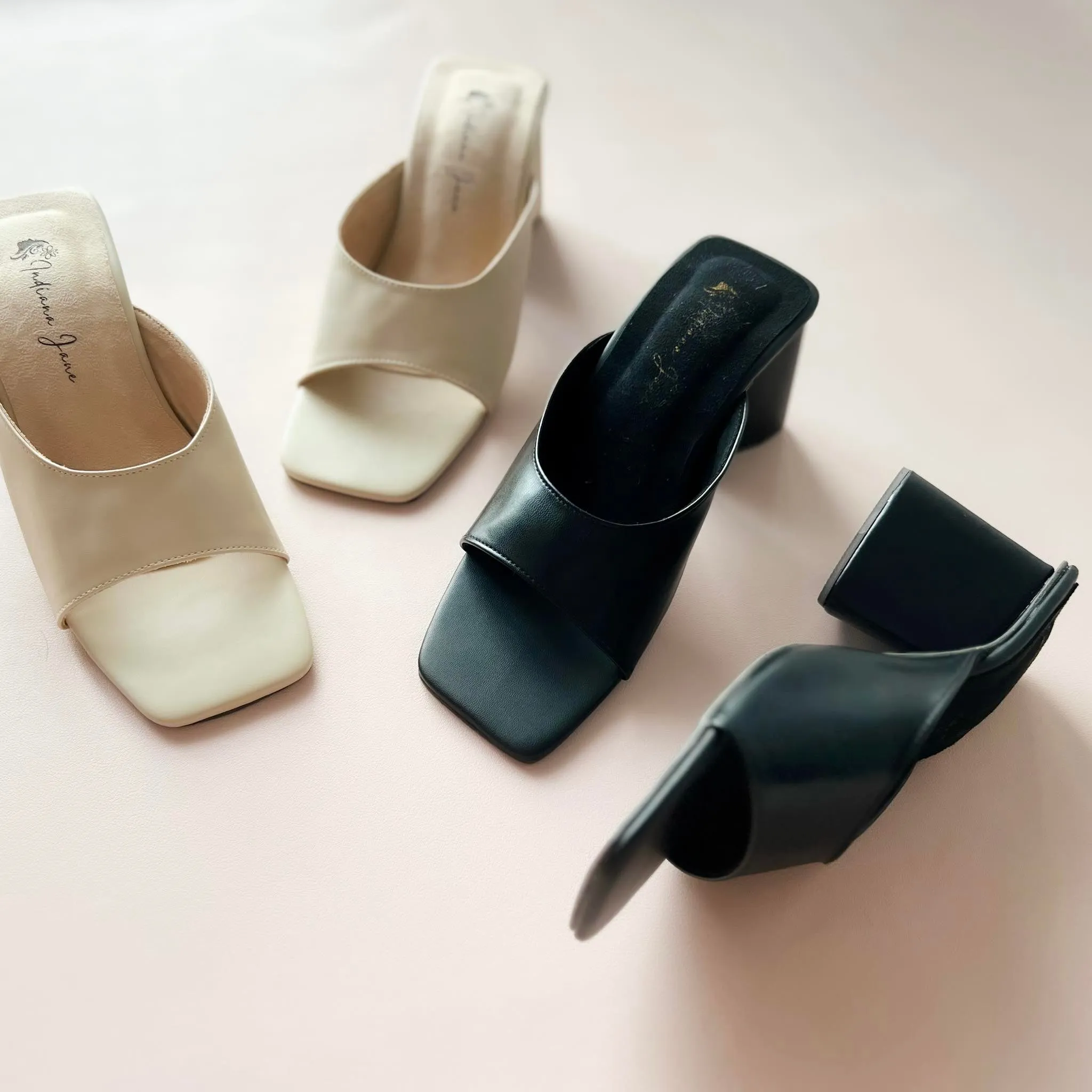 GRETA Curve Strap Triangle Heels Slides 2