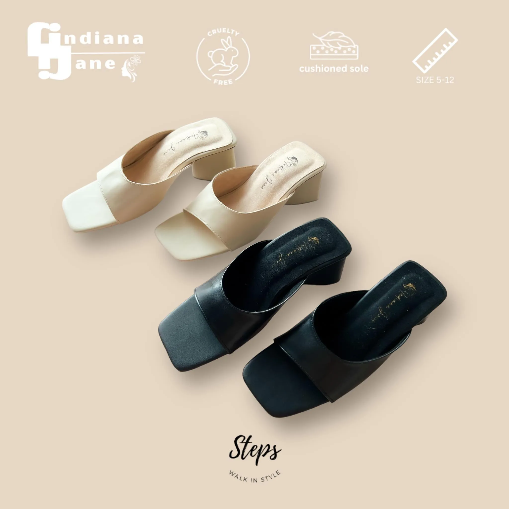 GRETA Curve Strap Triangle Heels Slides 2