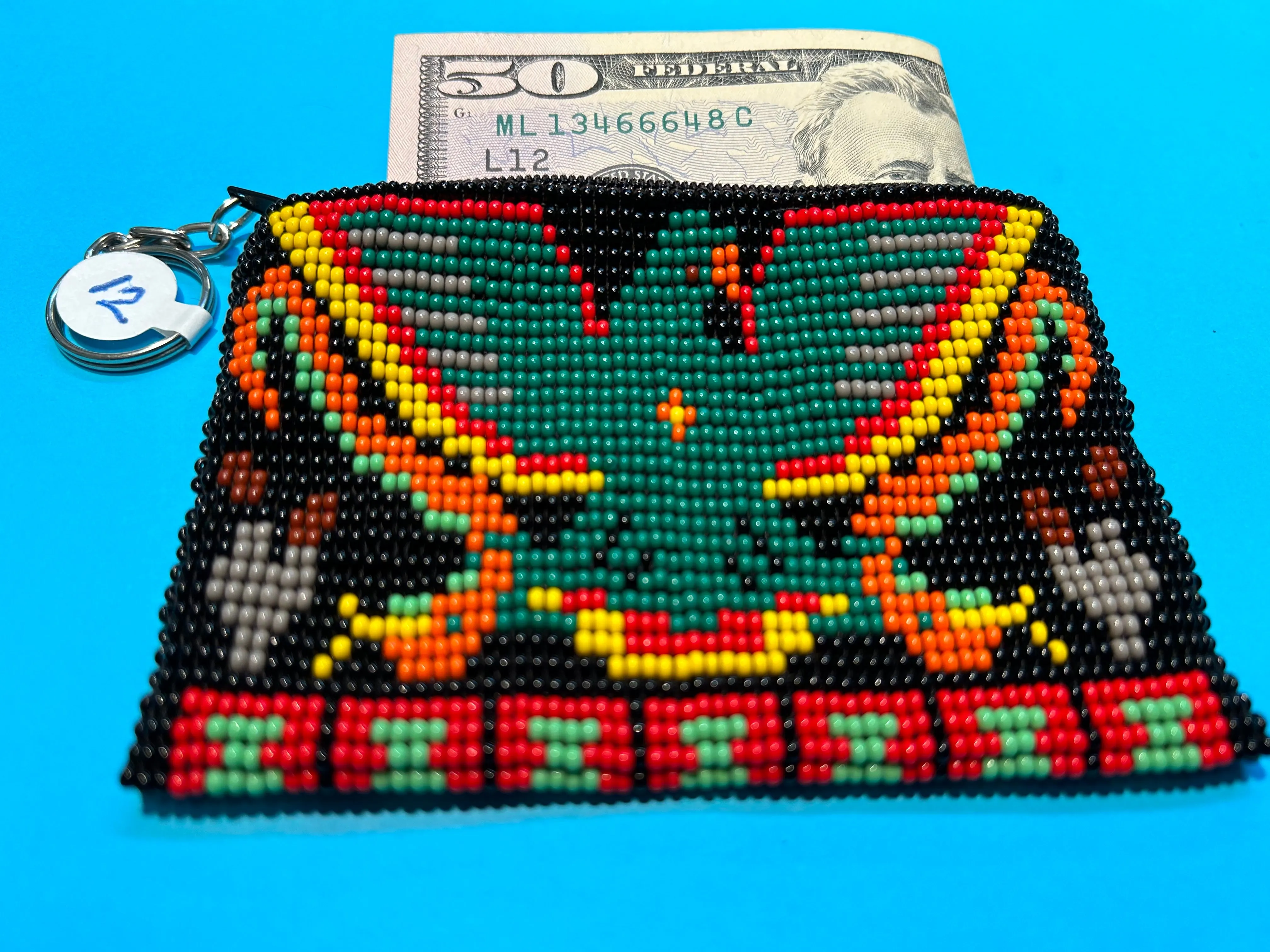 Guatemalan handcrafted glass seed beads change purse