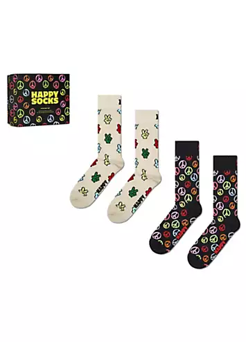 Happy Socks Womens 2 Pack Peace Socks Gift Set | Look Again