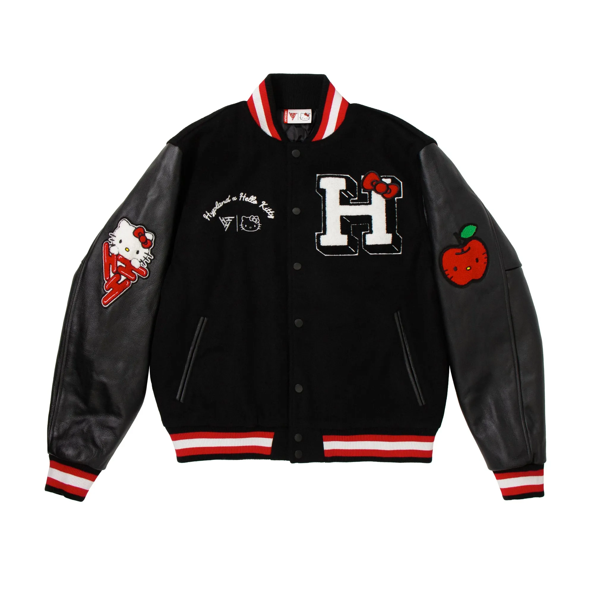 HELLO KITTY APPLES VARSITY JACKET (BLACK)