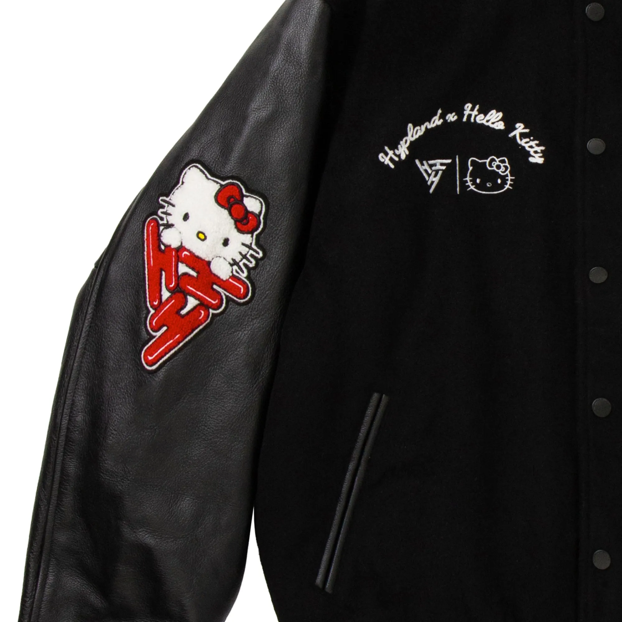 HELLO KITTY APPLES VARSITY JACKET (BLACK)