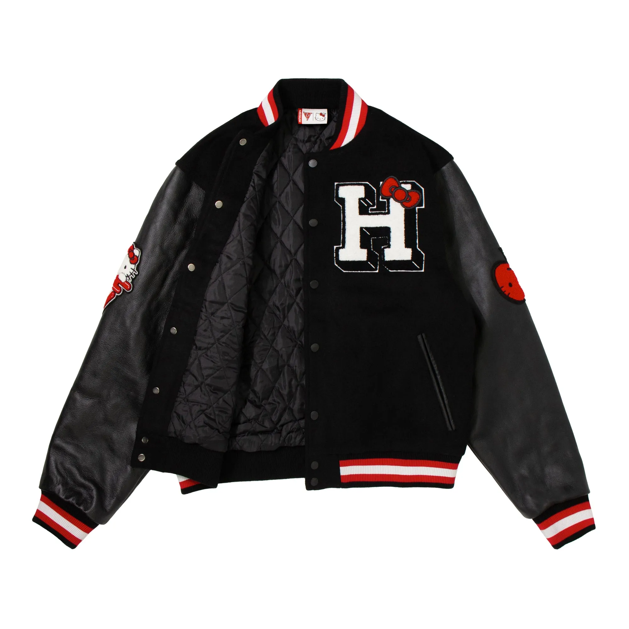 HELLO KITTY APPLES VARSITY JACKET (BLACK)