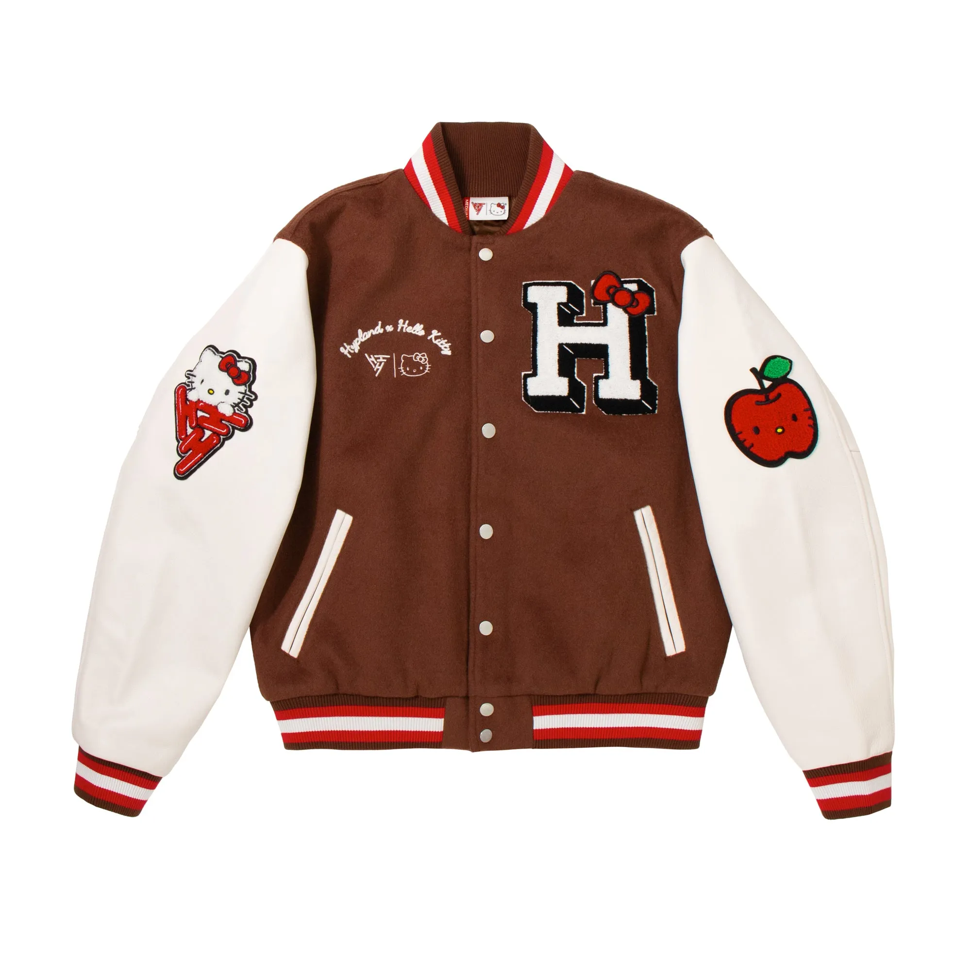 HELLO KITTY APPLES VARSITY JACKET (COFFEE)