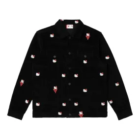 HELLO KITTY EMBROIDERED TRUCKER JACKET (BLACK)