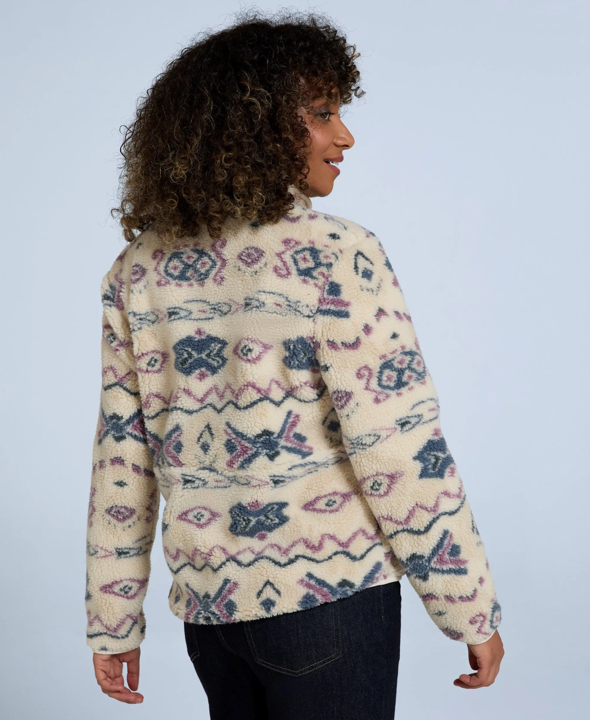 Hennie Women's Printed Borg Jacket - Off White