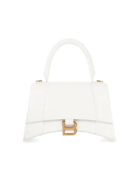 Hourglass Small Handbag Crocodile Embossed in White