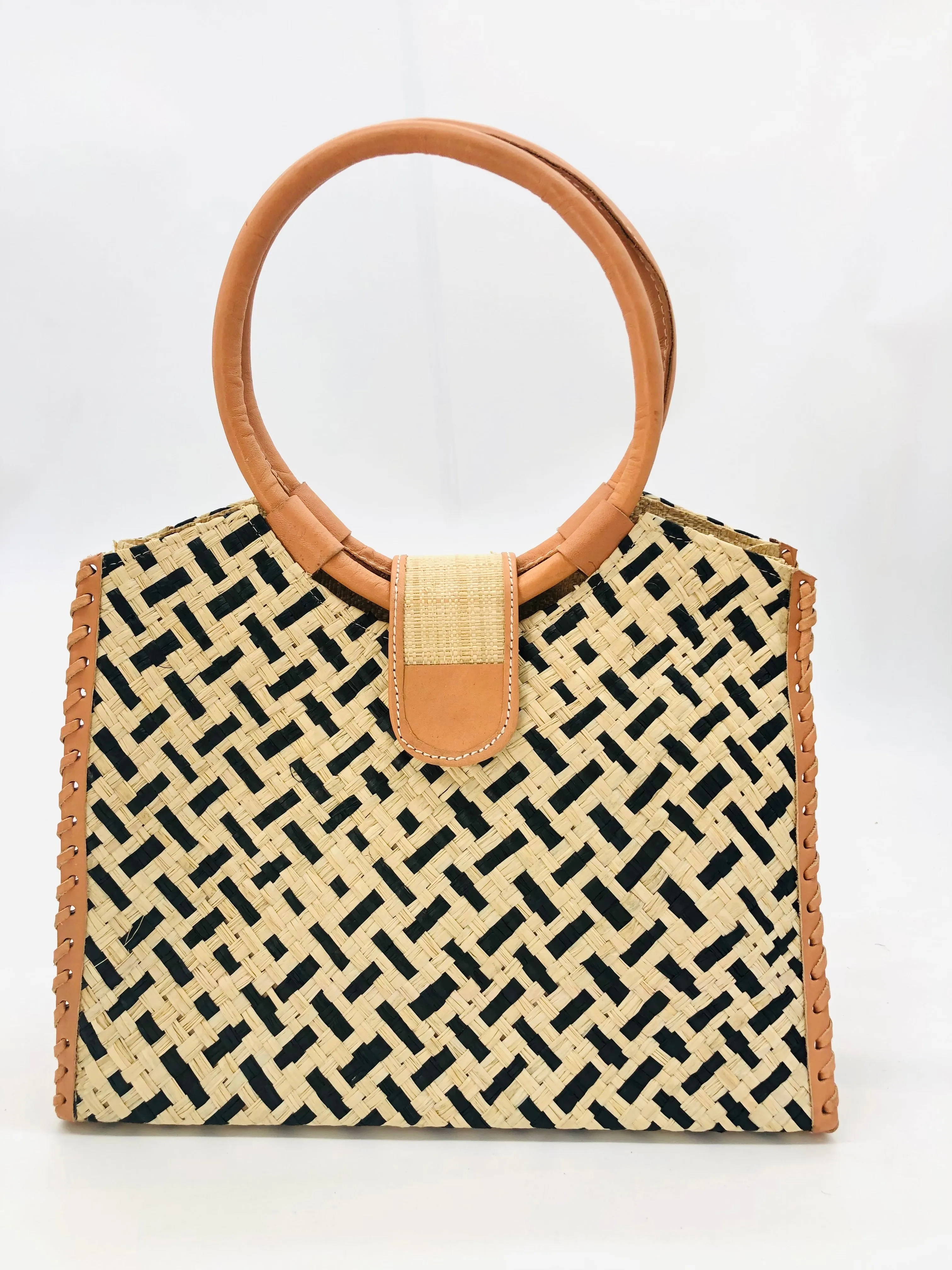 Ibiza Straw Handbag with Leather Handles