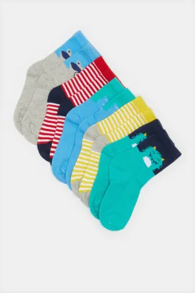 Infant Boys Assorted Crew-Length Socks Set (5 Pairs)