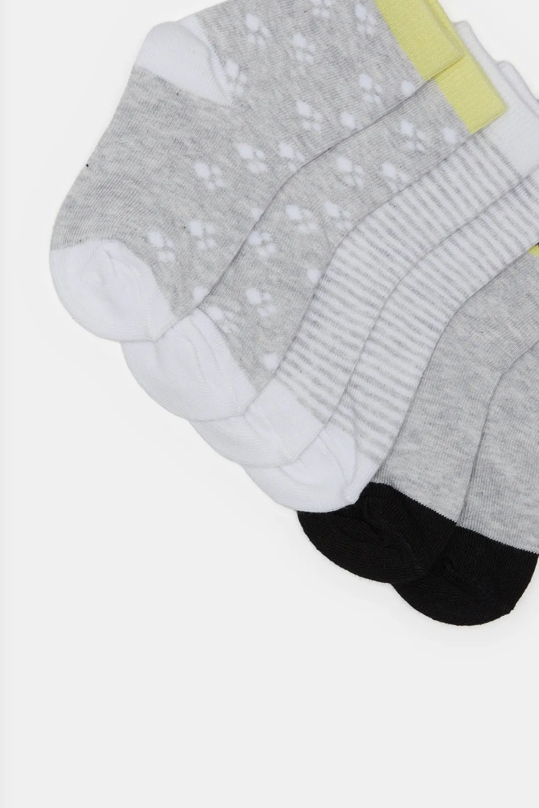 Infant Boys Grey Printed Crew-Length Socks Set (3 Pairs)