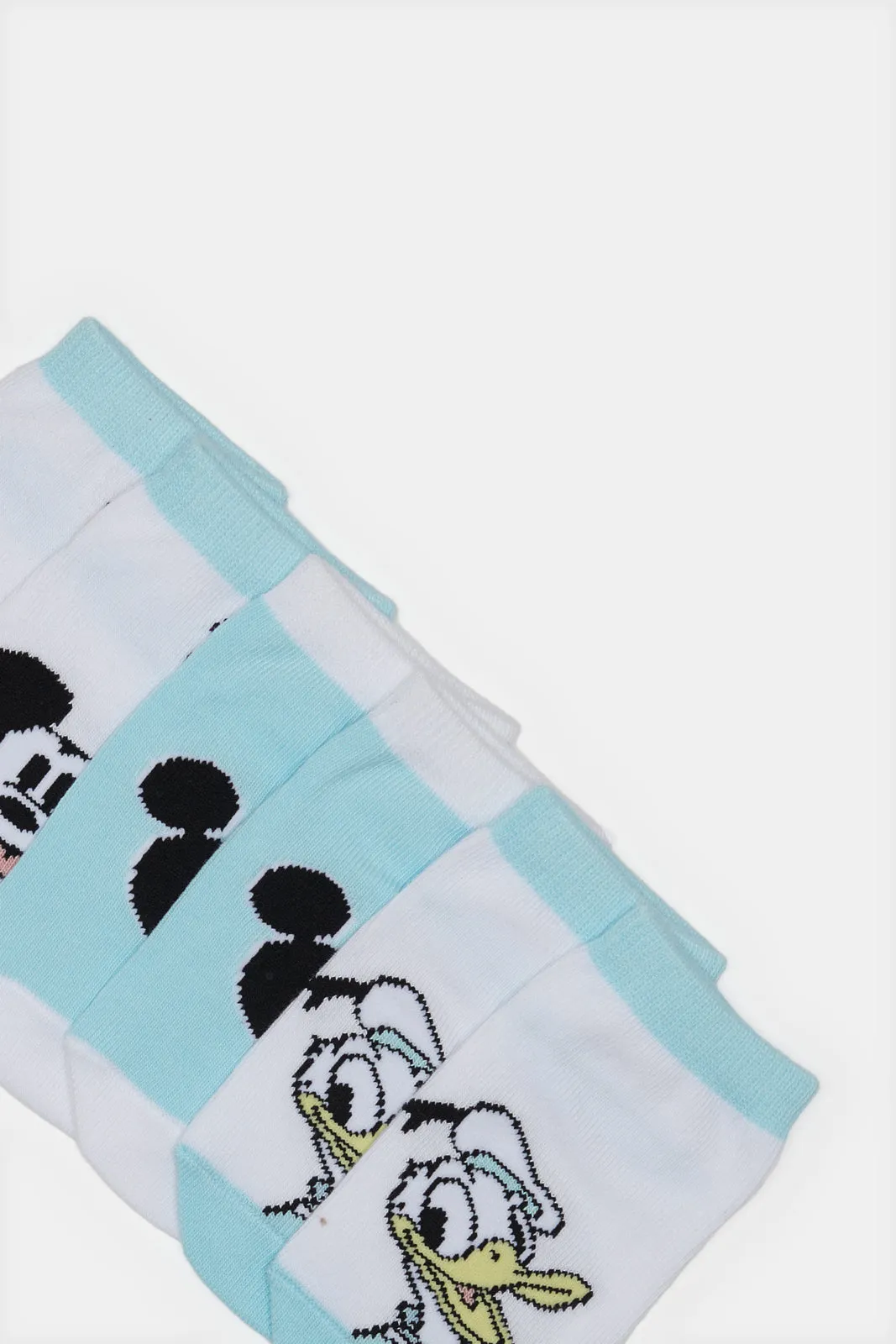 Infant Boys White And Blue Mickey And Donald Socks Set (3 Pairs)