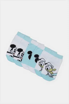 Infant Boys White And Blue Mickey And Donald Socks Set (3 Pairs)