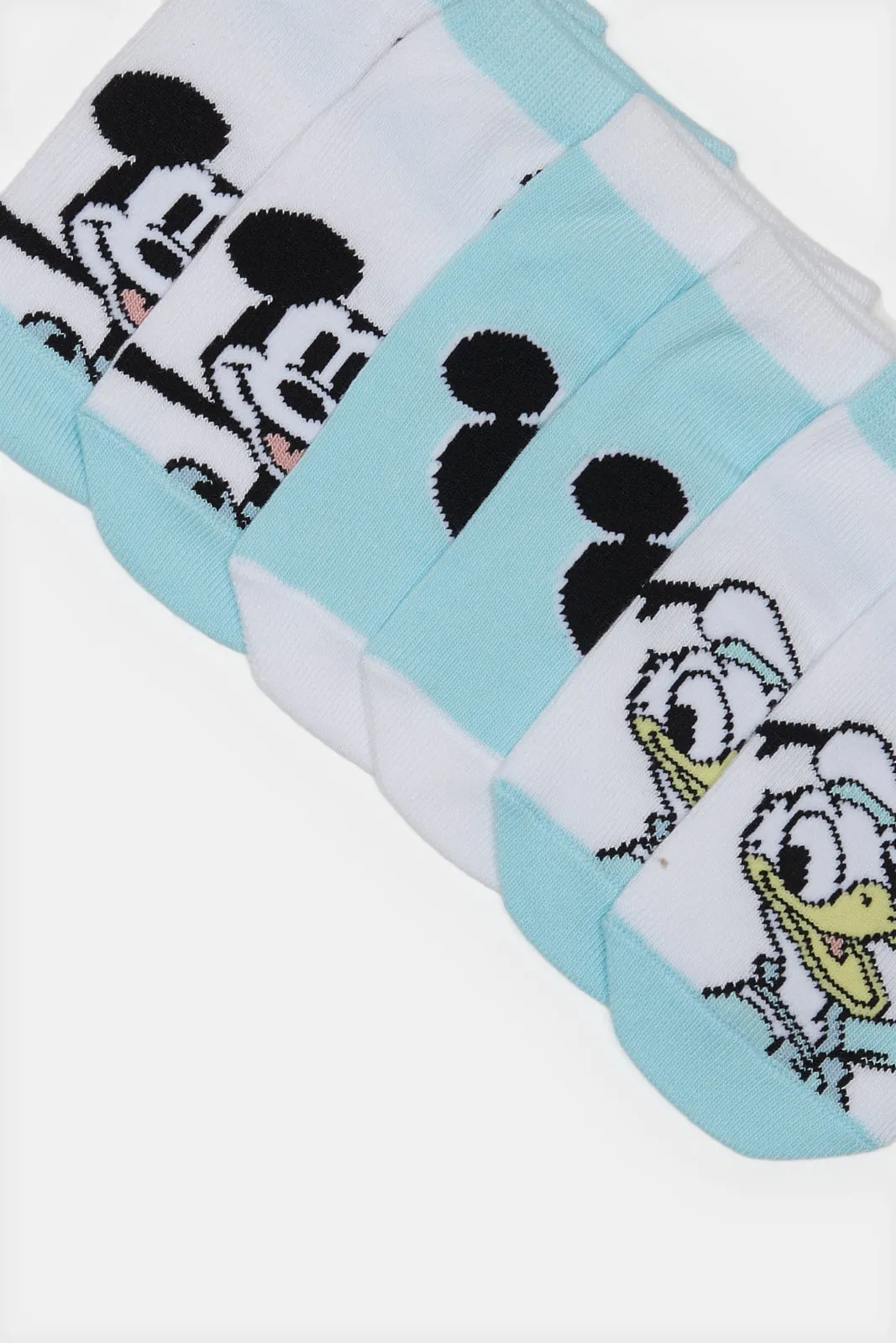 Infant Boys White And Blue Mickey And Donald Socks Set (3 Pairs)