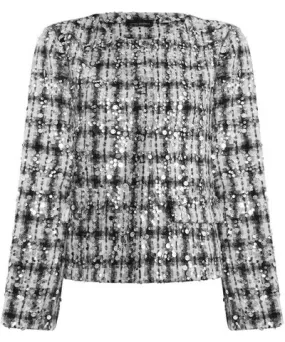 James Lakeland Women's Sequin Tweed Black Jacket