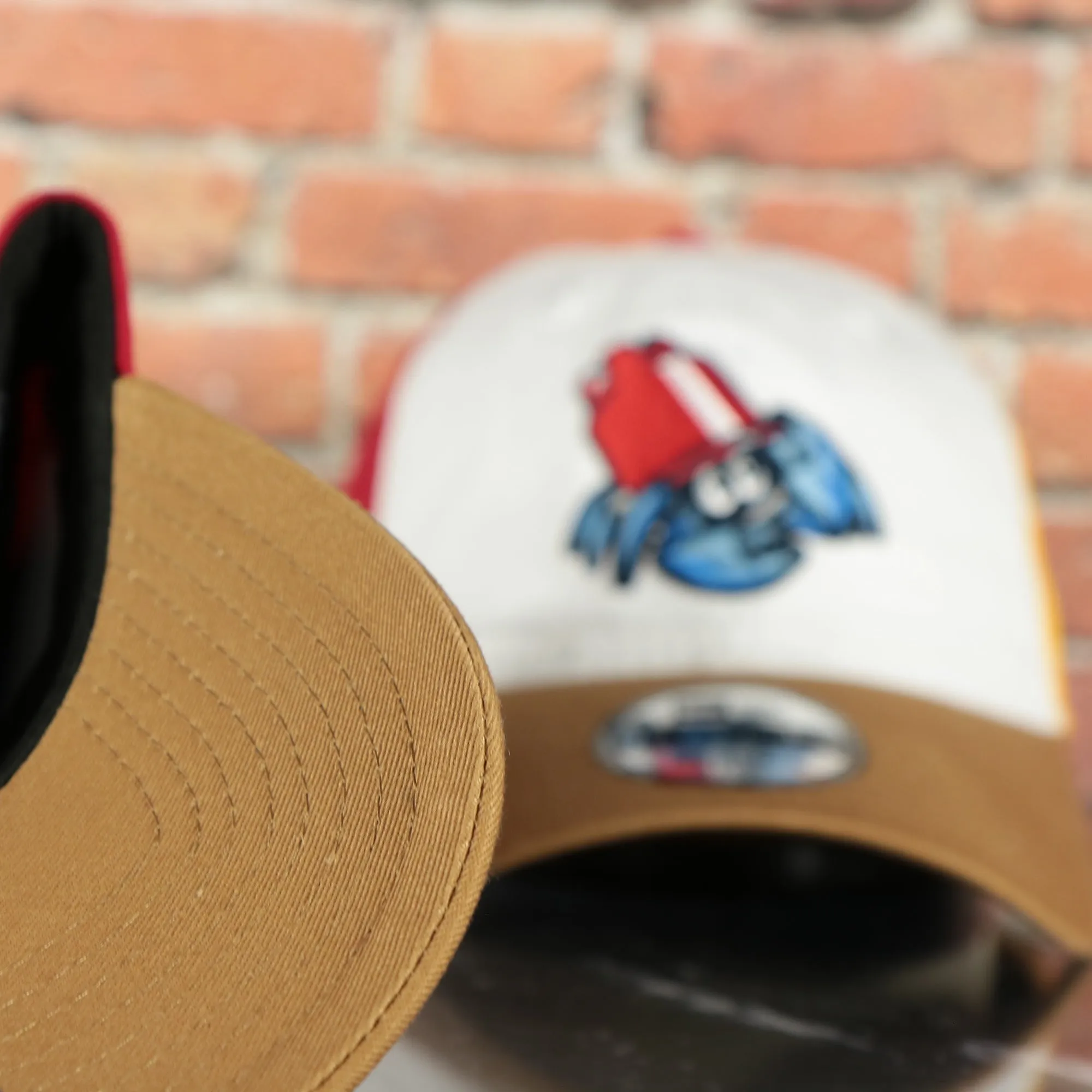 Jersey Shore Blueclaws Bucket Blueclaw MiLB Tan bottom 4 Tone | White/Red/Tan/Royal 9Twenty Dad Hat