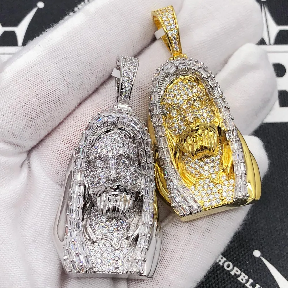 Jesus Bust Baguette CZ Hip Hop Iced Out Pendant