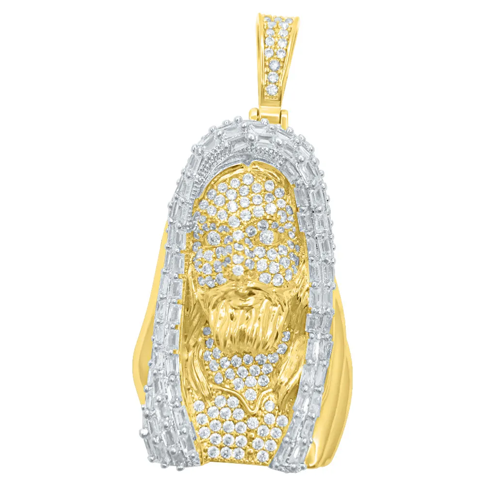 Jesus Bust Baguette CZ Hip Hop Iced Out Pendant