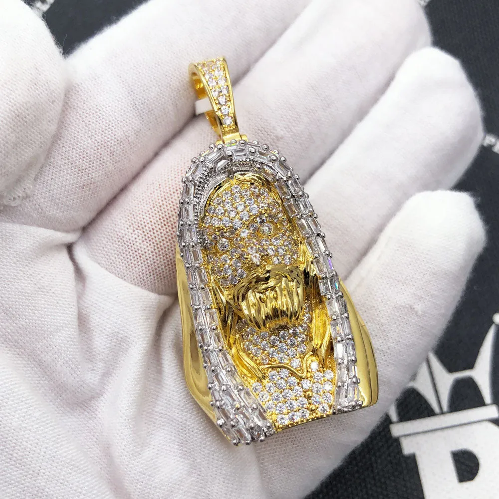 Jesus Bust Baguette CZ Hip Hop Iced Out Pendant