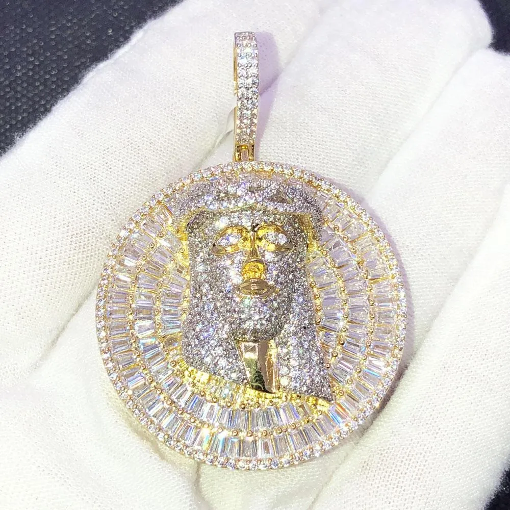 Jesus Piece Baguette Medallion CZ Iced Out Pendant