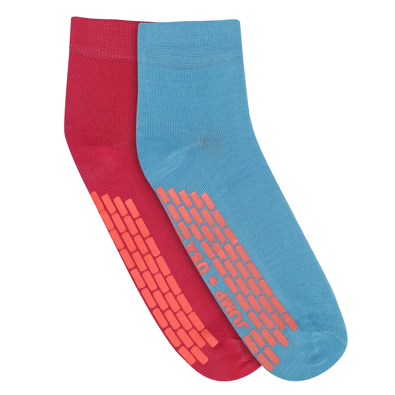 JUMP USA Women's Cotton Avobe Ankle Length Casual Socks Padded for Extra Comfort (Blue and Red Free Size) Pack of 2