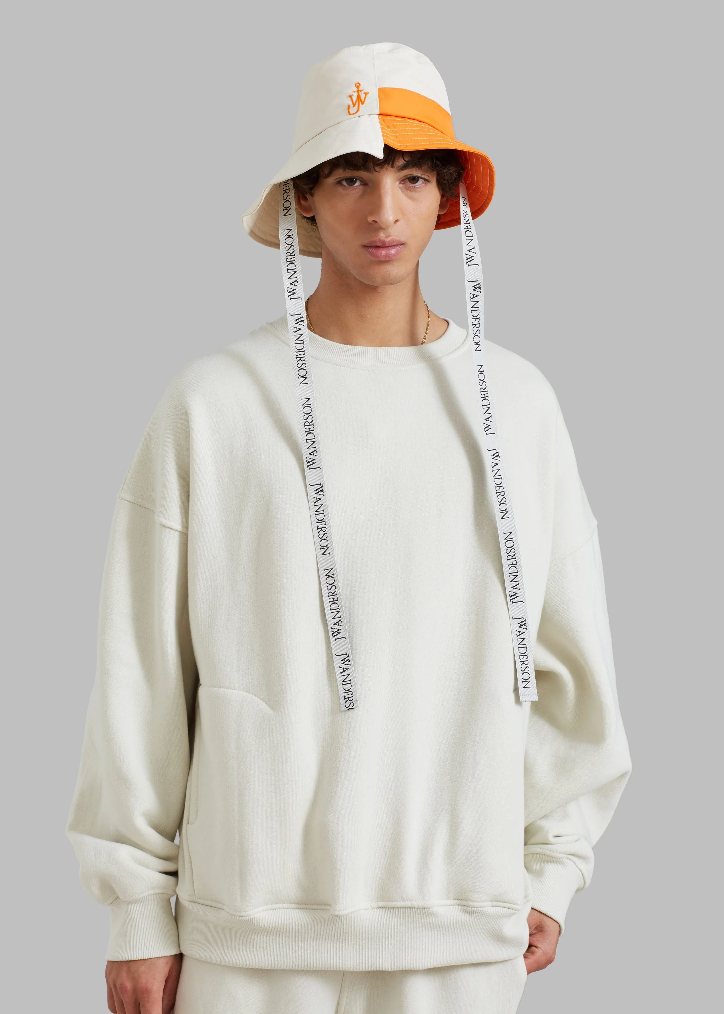 JW Anderson Asymmetric Bucket Hat - White/Orange