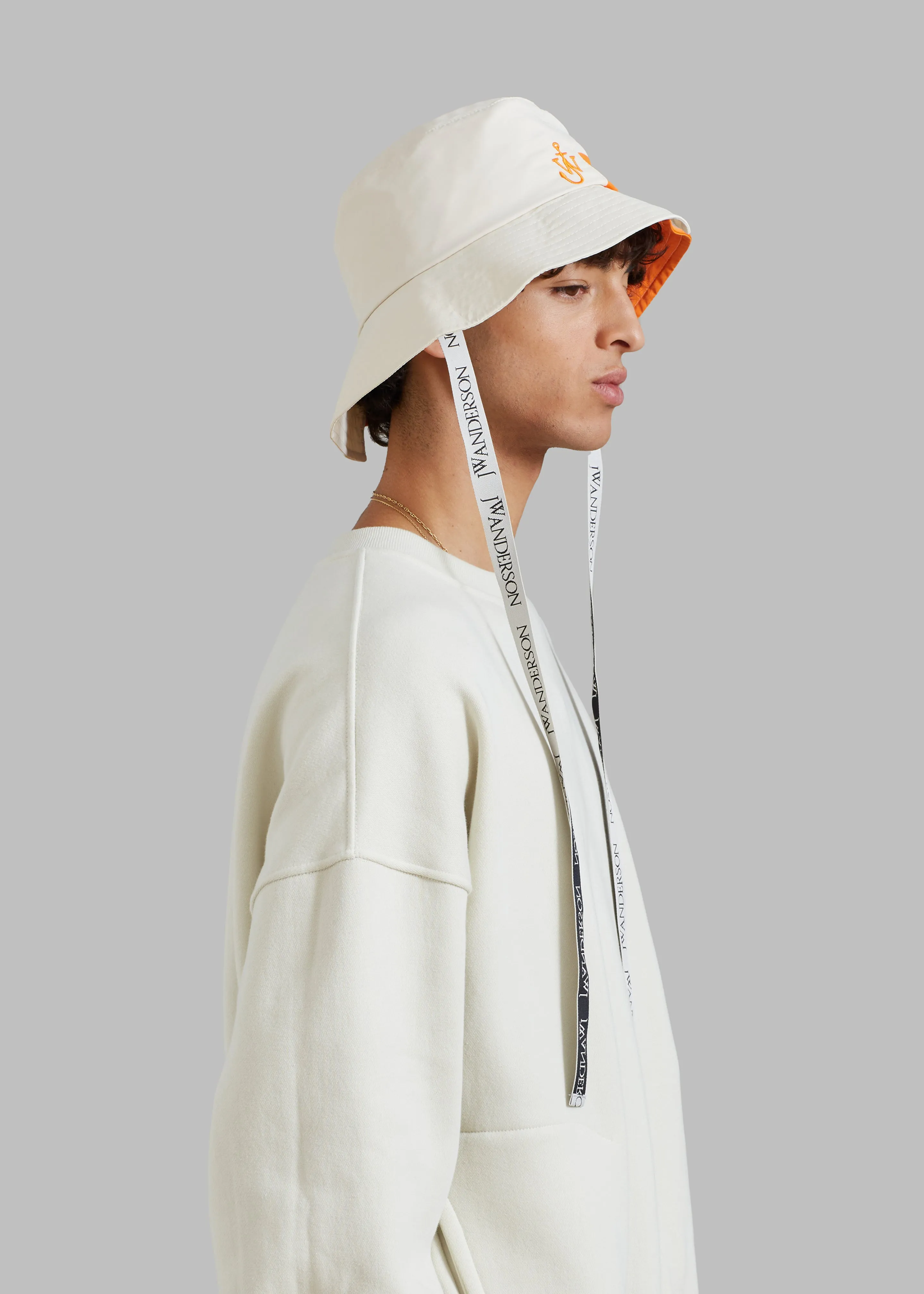 JW Anderson Asymmetric Bucket Hat - White/Orange