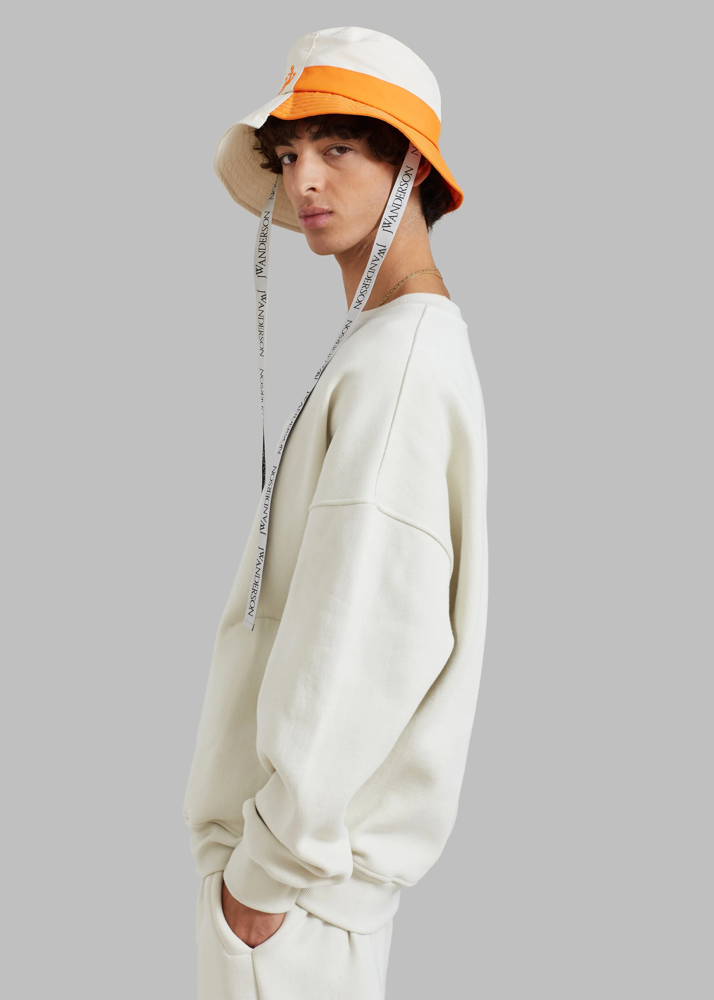 JW Anderson Asymmetric Bucket Hat - White/Orange