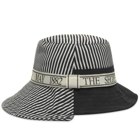 JW Anderson Asymmetric Striped Bucket HatBlack