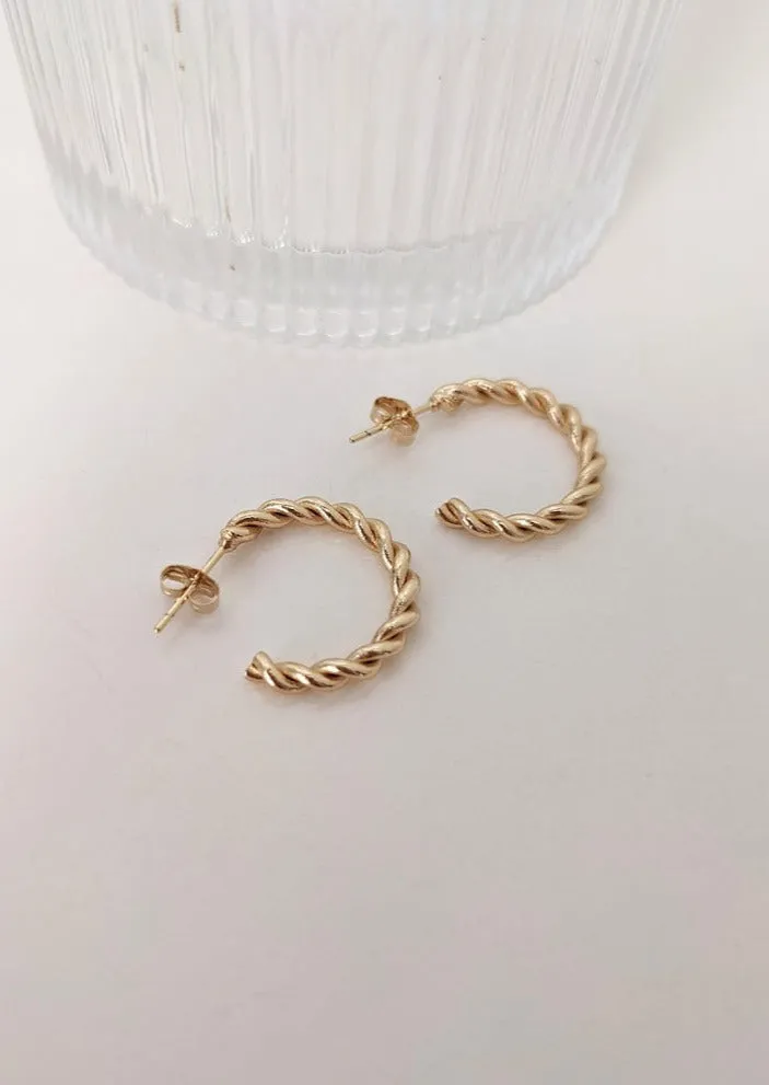 Kate Mini Twist Gold Hoops by Layer the Love