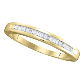 Keene Jewelers 14kt Yellow Gold Womens Baguette Diamond Wedding Band Ring 1/4 Cttw