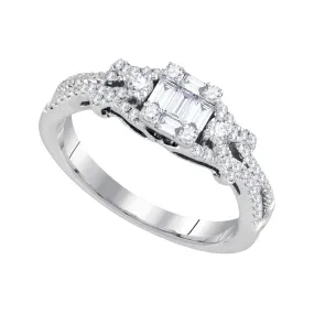 Keene Jewelers 18kt White Gold Baguette Diamond Cluster Bridal Wedding Engagement Ring 1/2 Cttw