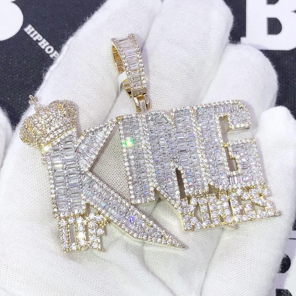 King of Kings Baguette CZ Hip Hop Iced Out Pendant