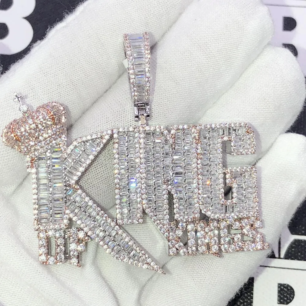 King of Kings Baguette CZ Hip Hop Iced Out Pendant