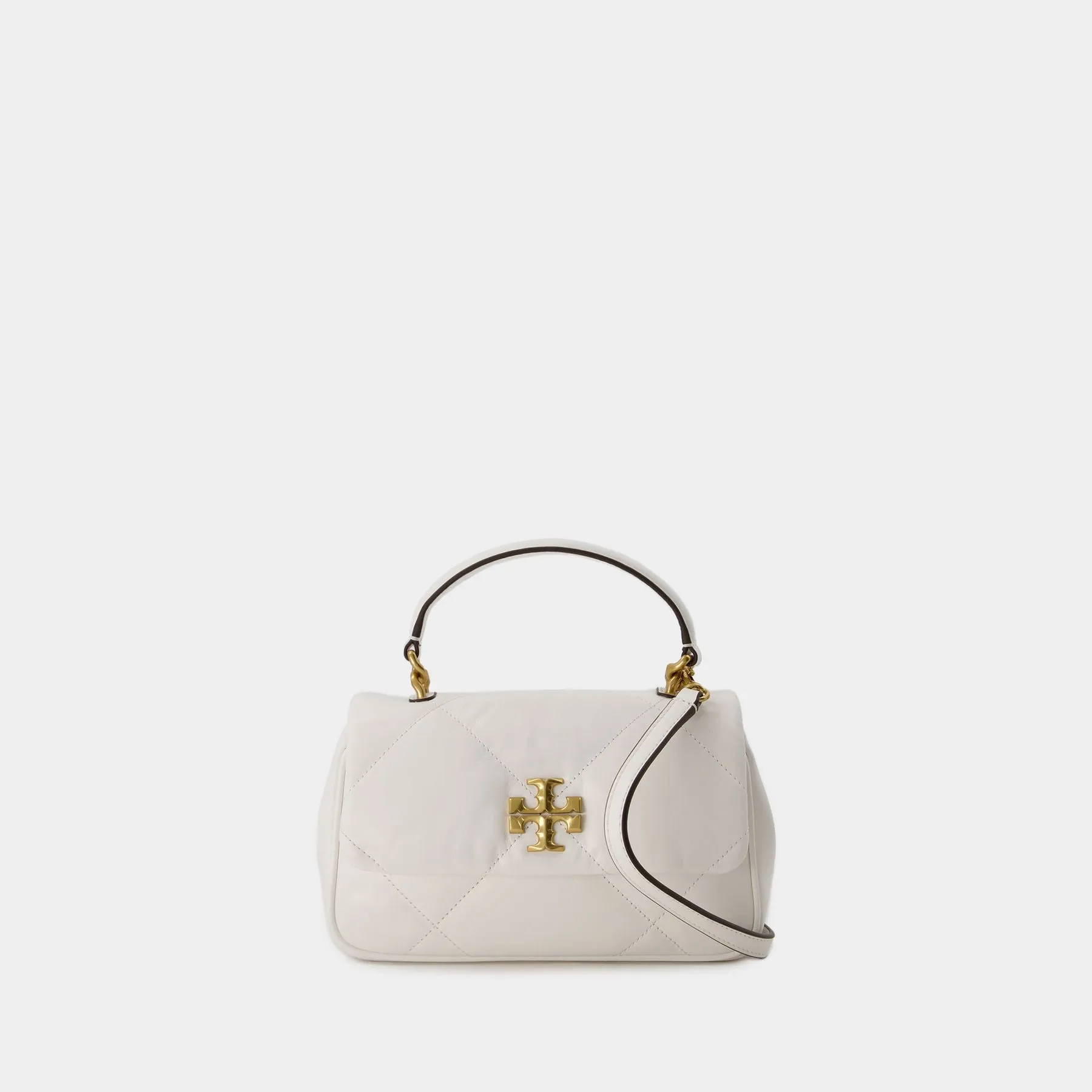 Kira Diamond Quilt Top Handle Purse - Tory Burch - Leather - White