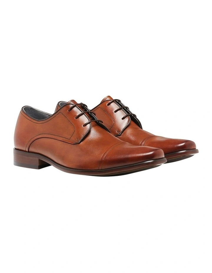 Knock Toe Cap Brown Derby Lace Up Dress Shoe