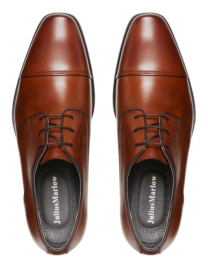 Knock Toe Cap Brown Derby Lace Up Dress Shoe