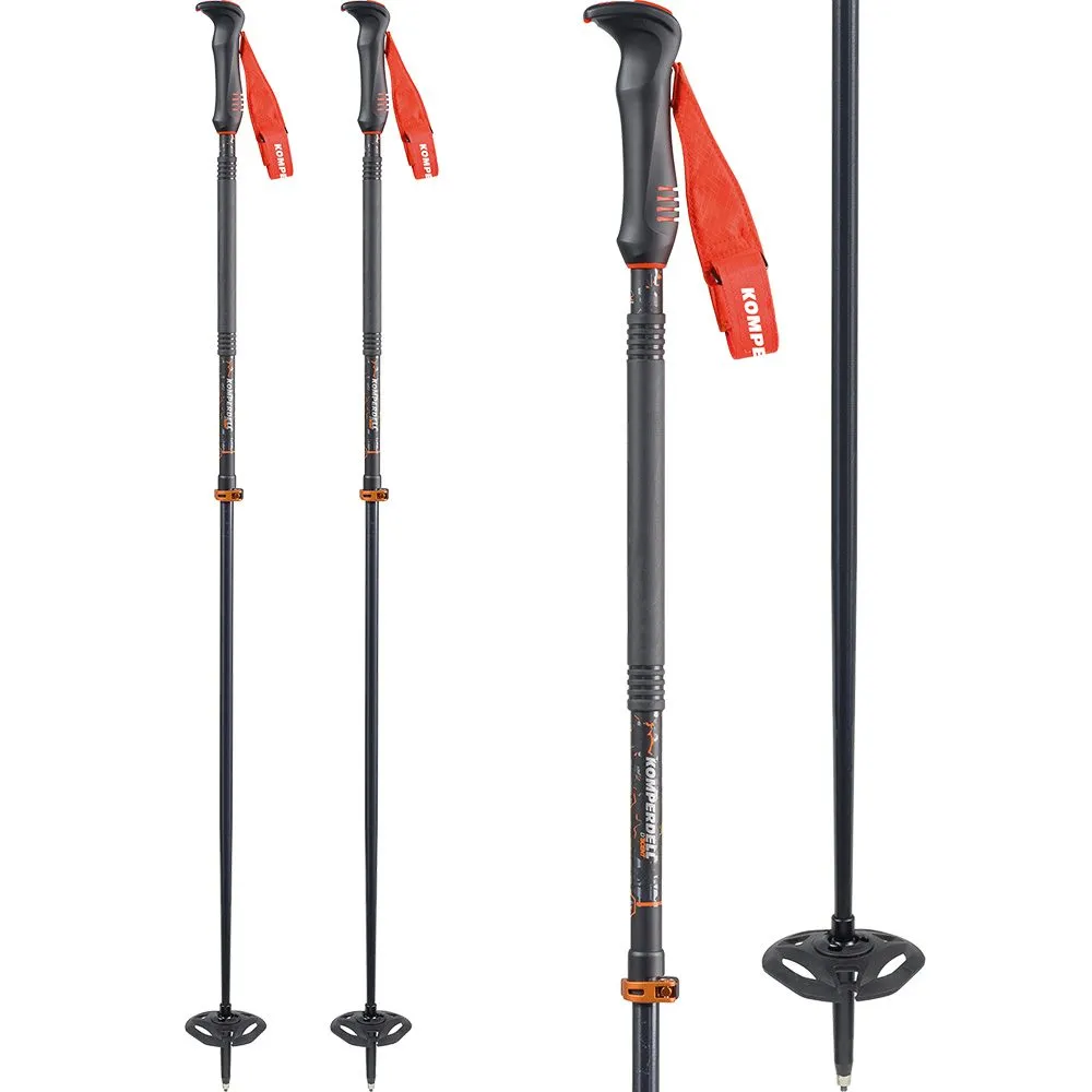 Komperdell - Descent TI Vario Skitouring Poles steel grey orange