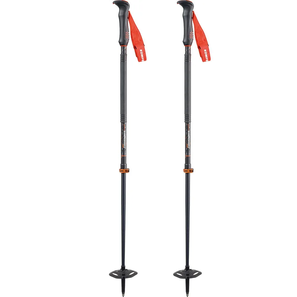 Komperdell - Descent TI Vario Skitouring Poles steel grey orange