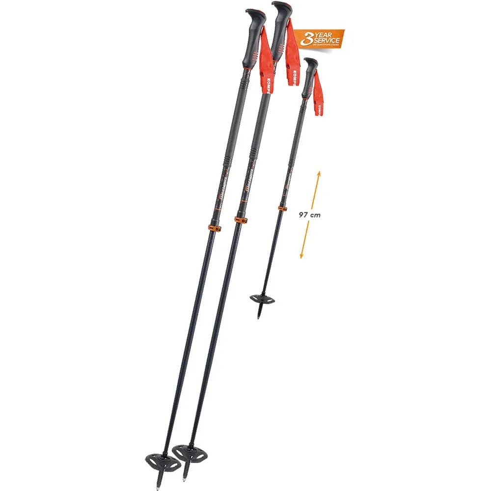 Komperdell - Descent TI Vario Skitouring Poles steel grey orange