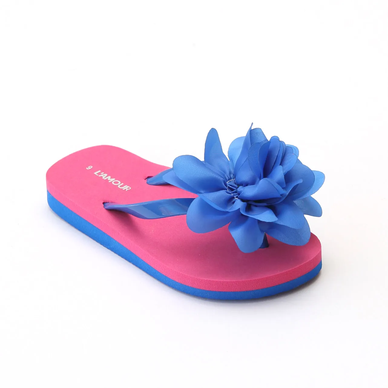 L'Amour Girls Organza Flower Flip Flops