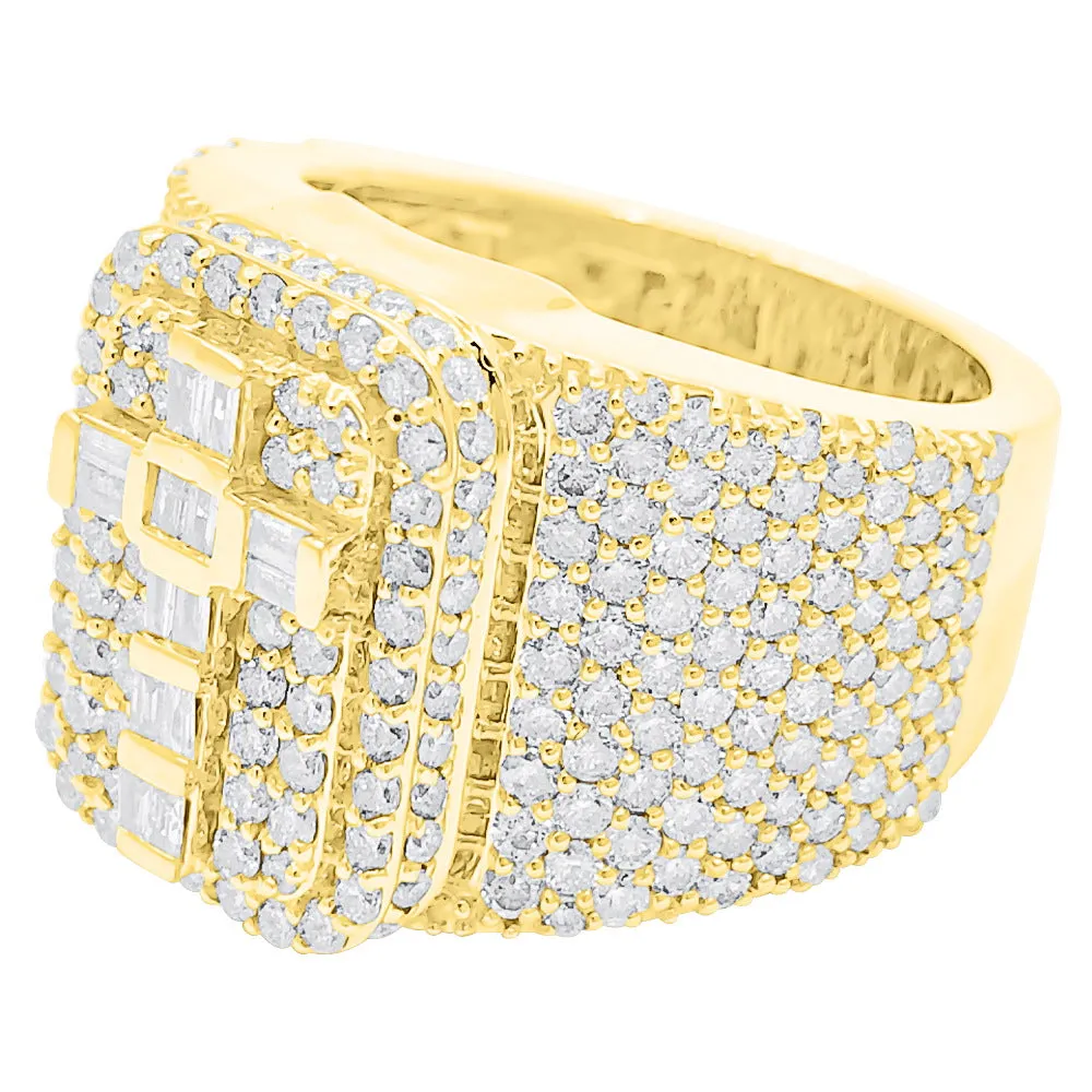 Large Baguette Cross Diamond Ring 3.90cttw 10K Gold