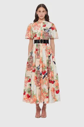 ----Leo Lin   ----Bianca Short Sleeve Midi Dress - Azalea Print In Fortune ---