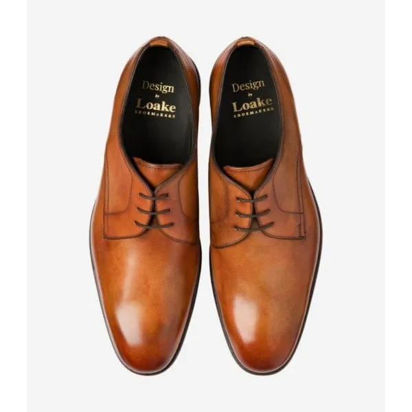 Loake Mens Atherton Plain Toe Derby in Tan