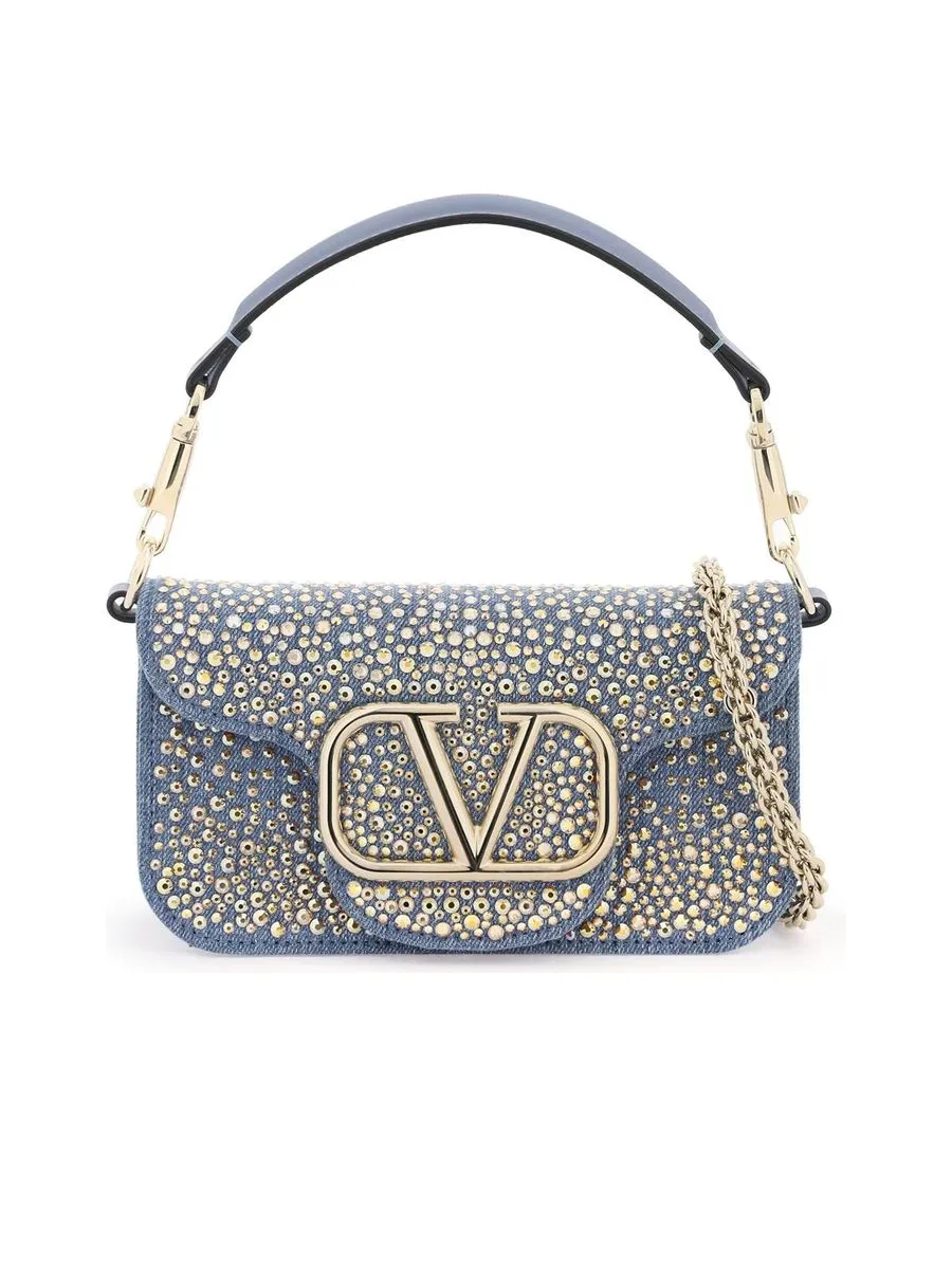 Locò Rhinestone Denim Handbag