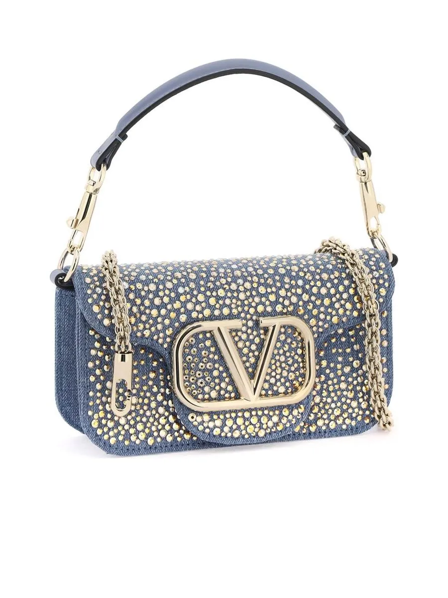 Locò Rhinestone Denim Handbag