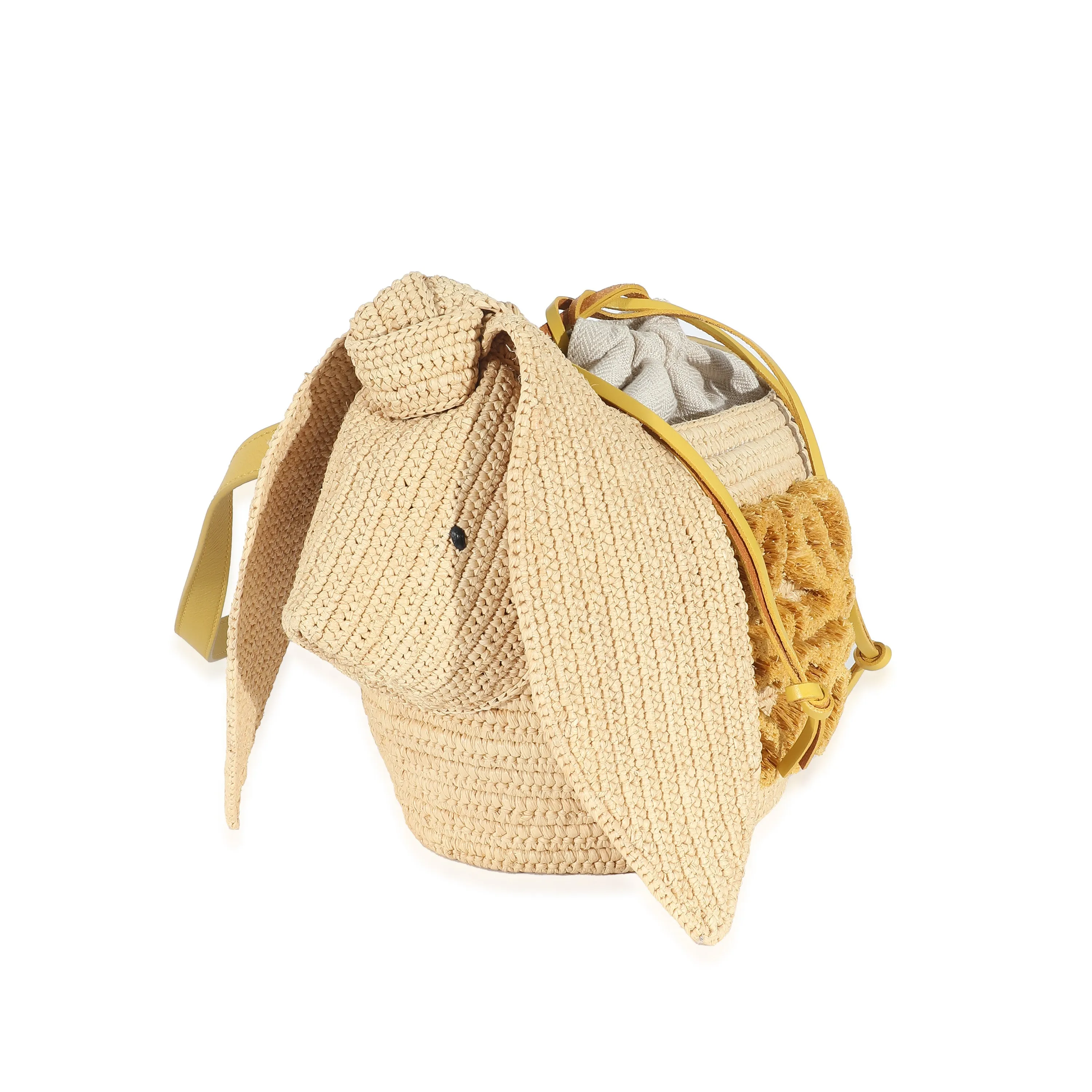 Loewe Beige Raffia Bunny Bucket Bag