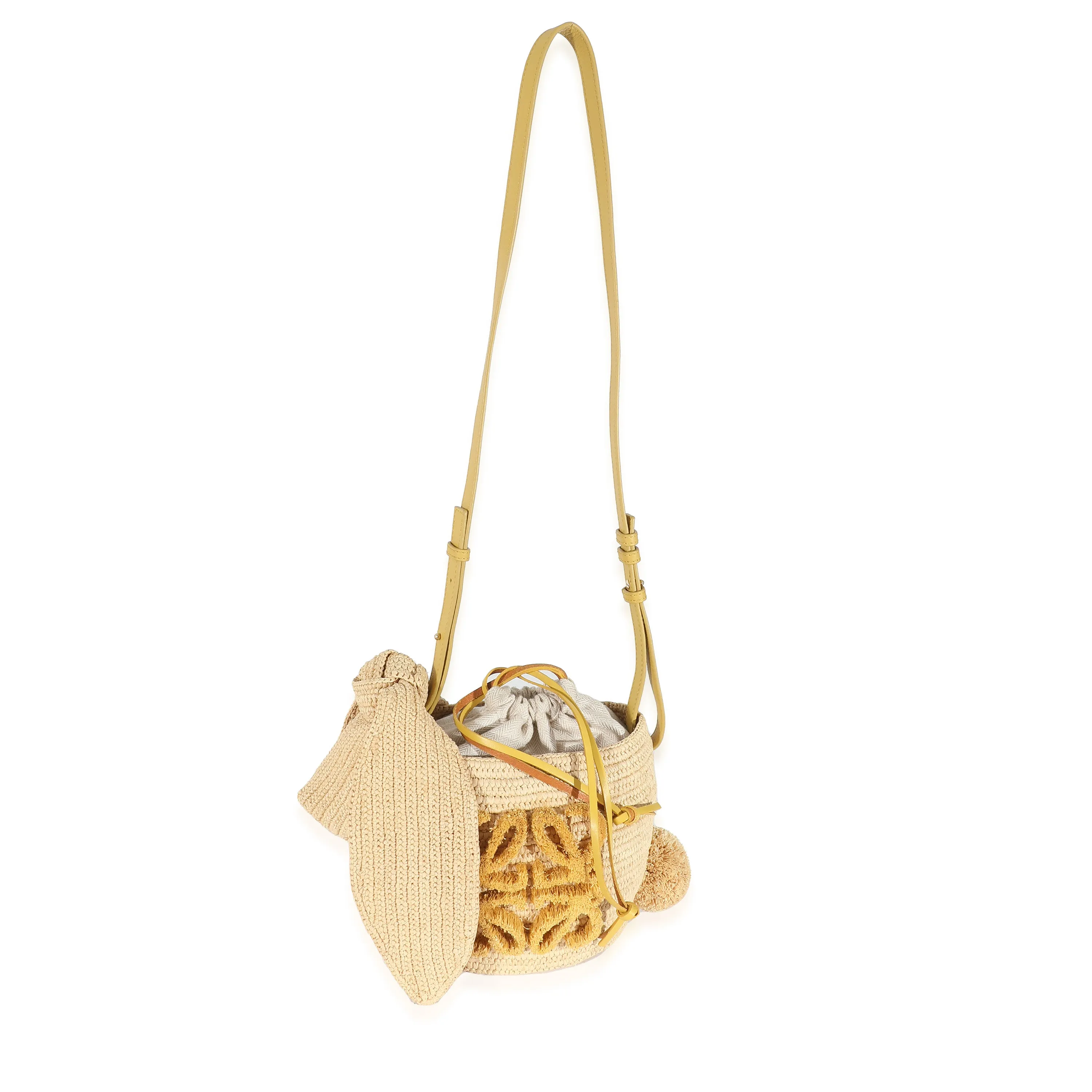 Loewe Beige Raffia Bunny Bucket Bag