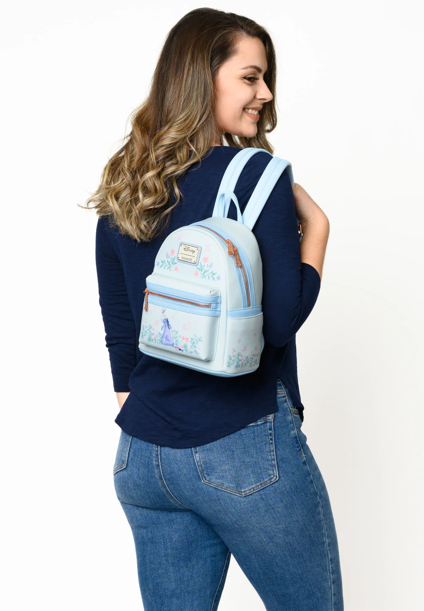 Loungefly X Disney Eeyore Mini Backpack Handbag Floral Light Blue