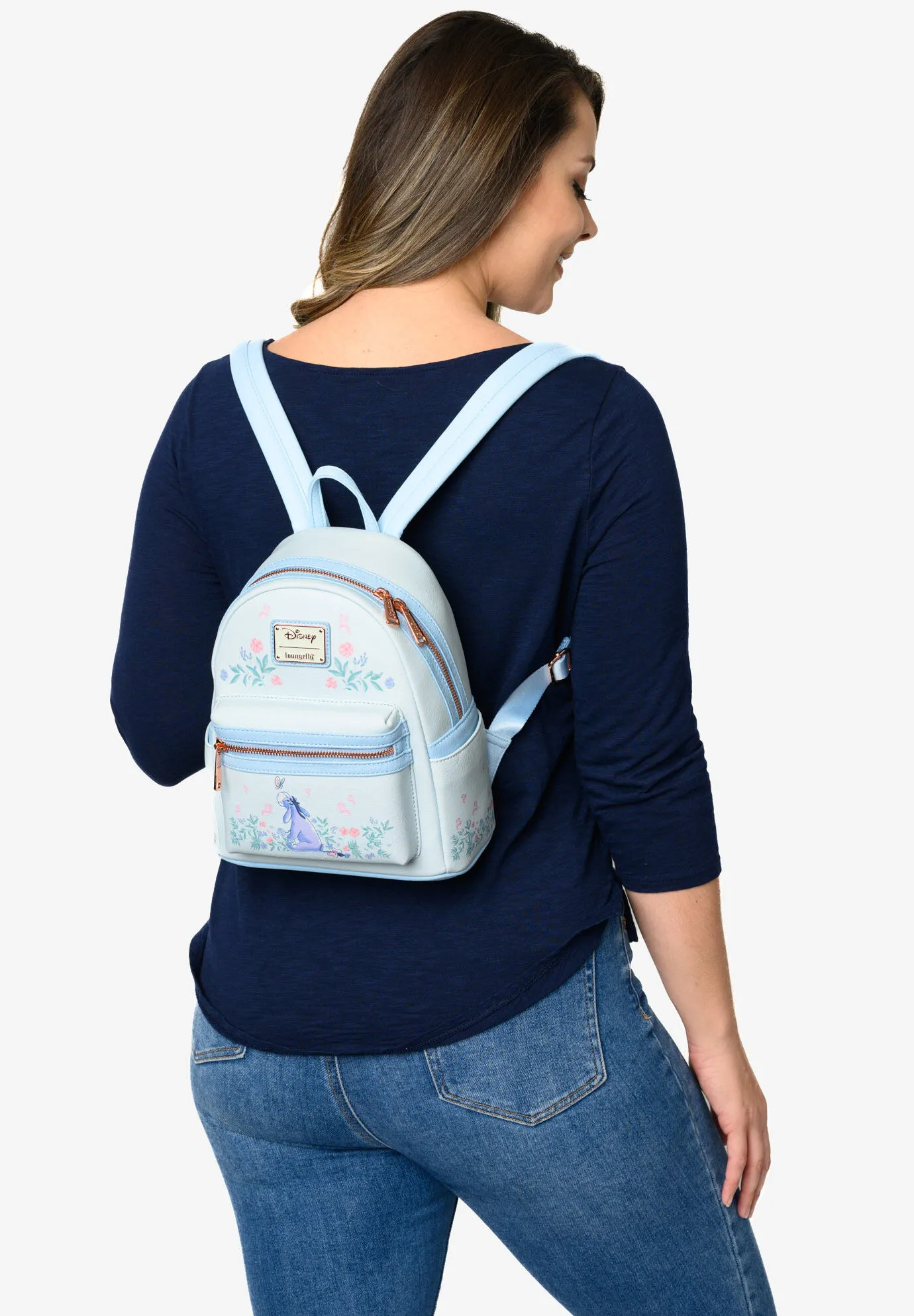 Loungefly X Disney Eeyore Mini Backpack Handbag Floral Light Blue