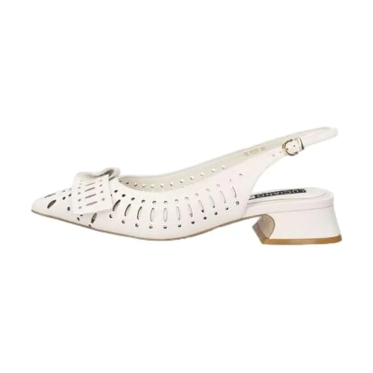 Luciano Barachini RL103B Dècolletè Sling Back Donna Tacco Basso in Vera Pelle Gesso